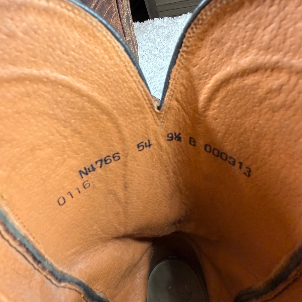 Lucchese Boots Vintage 9.5 B Brown Leather Cowgirl Western Vintage N4766 Rodeo - Picture 15 of 16